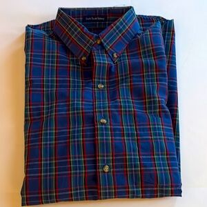 Manhattan sport, single needle, tailoring Blue Plaid Men's long sleeve  shirt